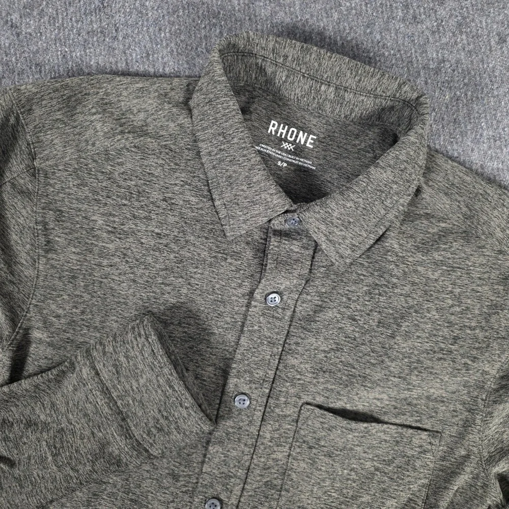 Rhone Mens Small Button Down Shirt‎ Olive Grey Commuter Performance 101622